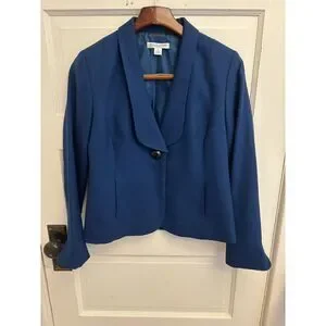 Womens Pendleton 100% Virgin Wool Blazer‎ Blue Lined One Button Size 8
